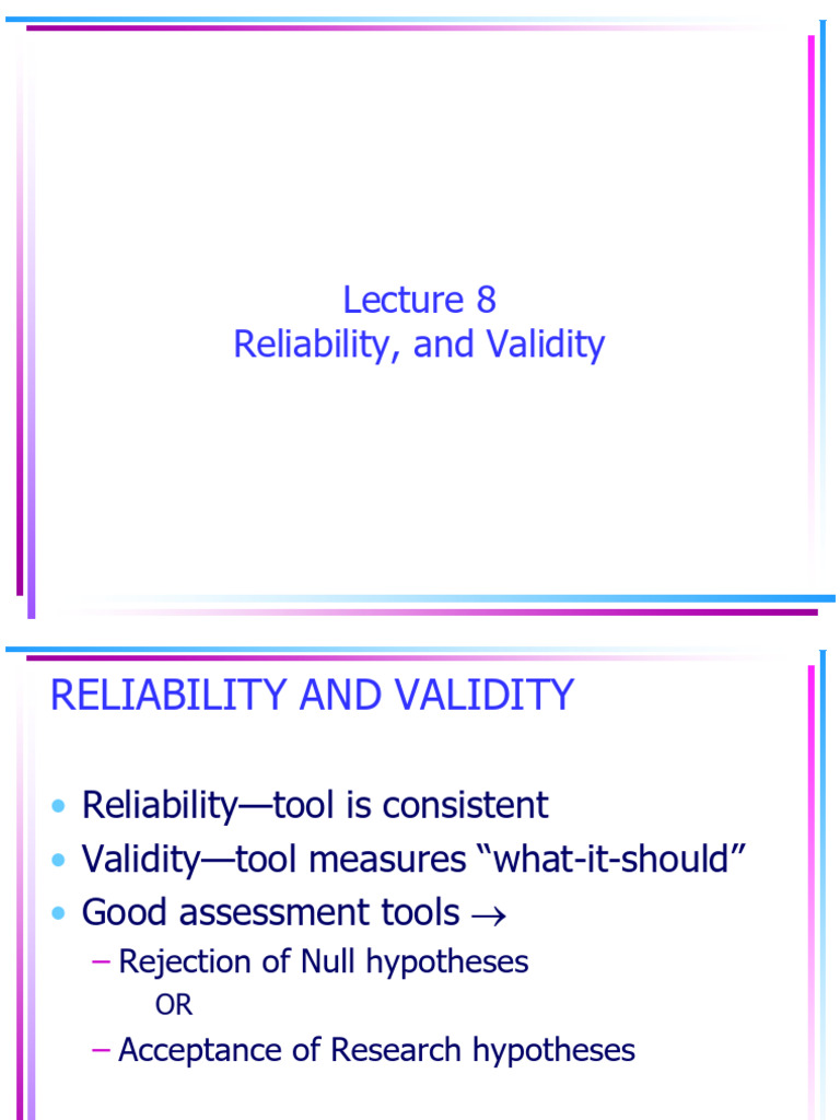 Lecture 8 Measurement Reliability and Validity | PDF | Validity ...