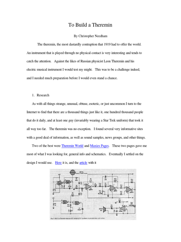 Chris Needham Theremin | PDF | Amplifier | Electrical Engineering