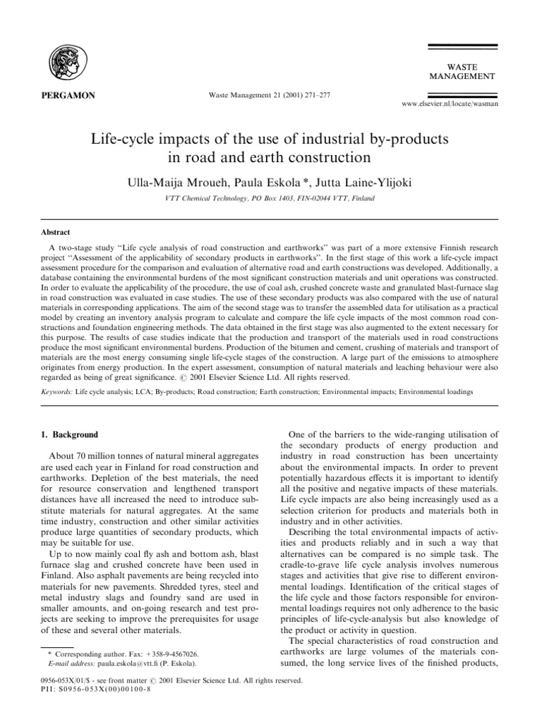 1 s2.0 S0956053X00001008 Main | PDF | Life Cycle Assessment | Concrete