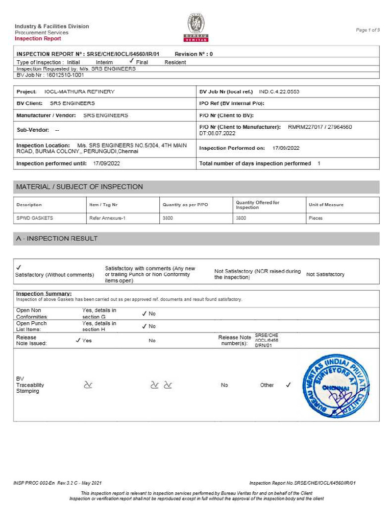 BV-INDIA-INSPECTION-2P-IR-V4-EN - SRS ENGINEERS - 2022 - 09 - 17 ...