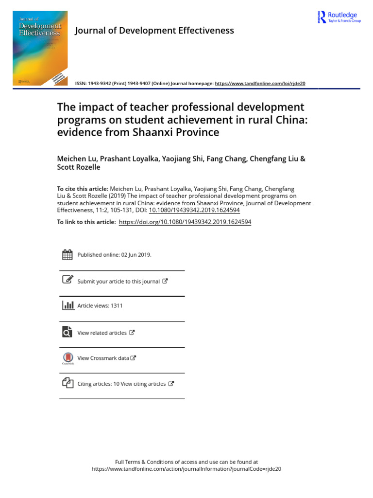 The Impact Of Teacher Professional Development Programs On Student