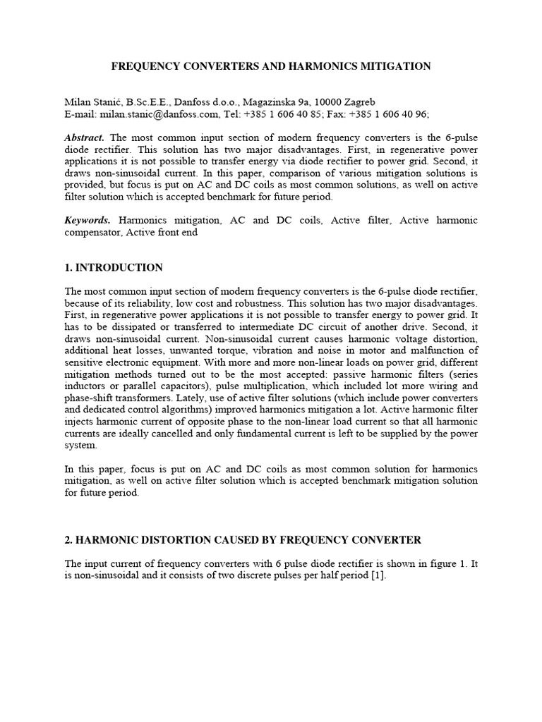 Harmonics Mitigation and Frequency Converters | PDF | Rectifier | Inductor