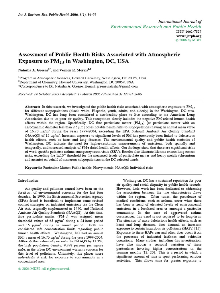 Assessment of Public Health Risks Associ | PDF | Air Pollution ...
