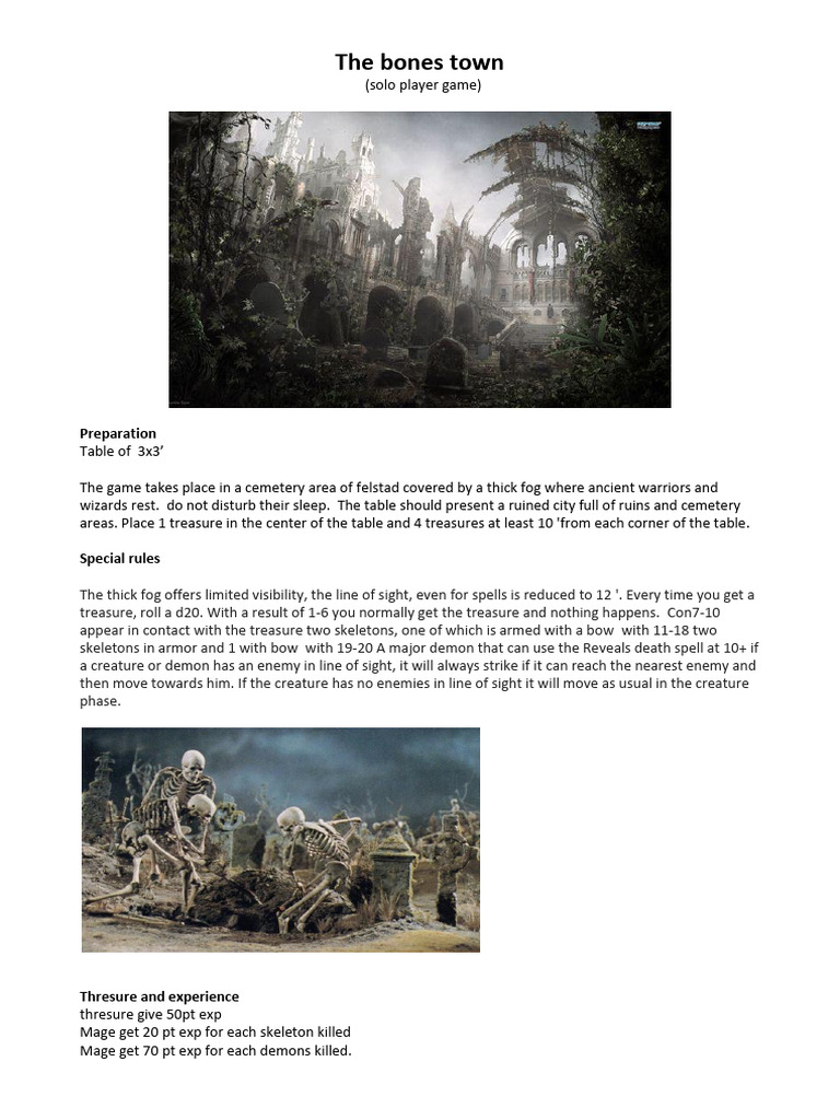 The Bones Town and The Goblin's Lair Solo Game | PDF | Home & Garden