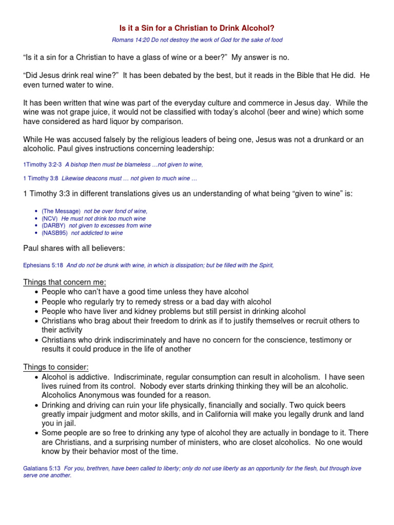 Christian Views on Alcohol Consumption | PDF | Alcoholic Beverages | Wine