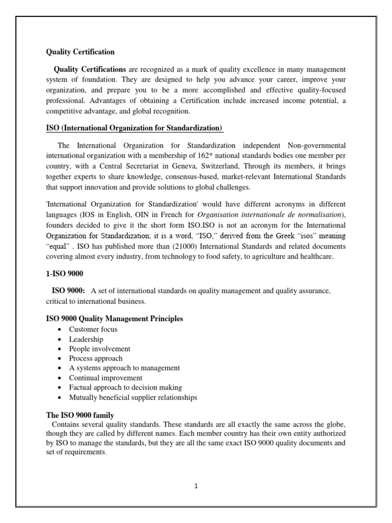 Understanding ISO 9001 Quality Certification | PDF | Iso 9000 | Quality ...