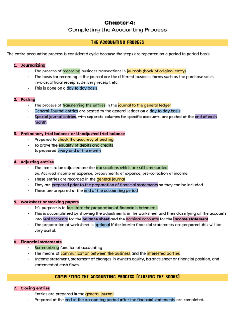 Completing the Accounting Cycle Steps | PDF | Debits And Credits ...