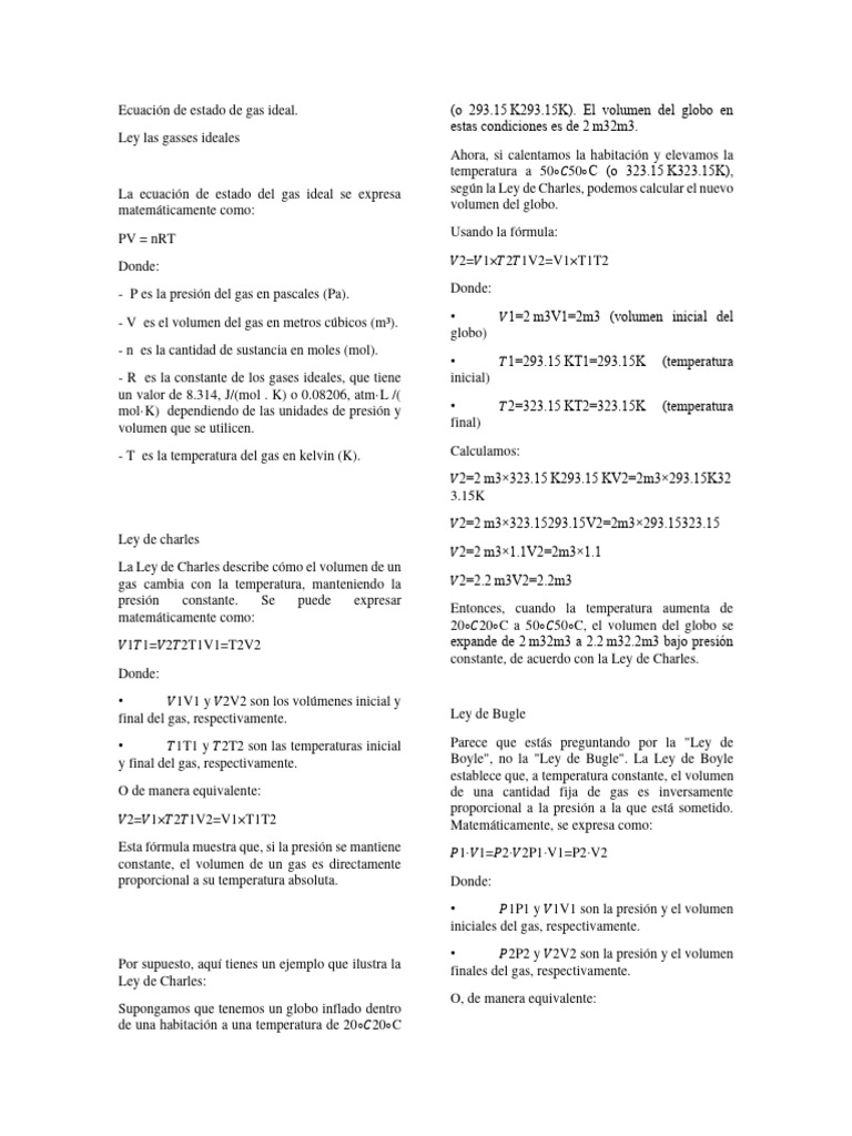 Ecuación de Estado de Gas Idealllll | PDF | Gases | Entalpía