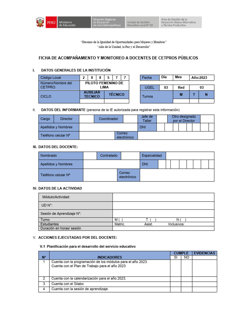 Ficha de Monitoreo Docente 2023 | PDF | Evaluación | Aprendizaje