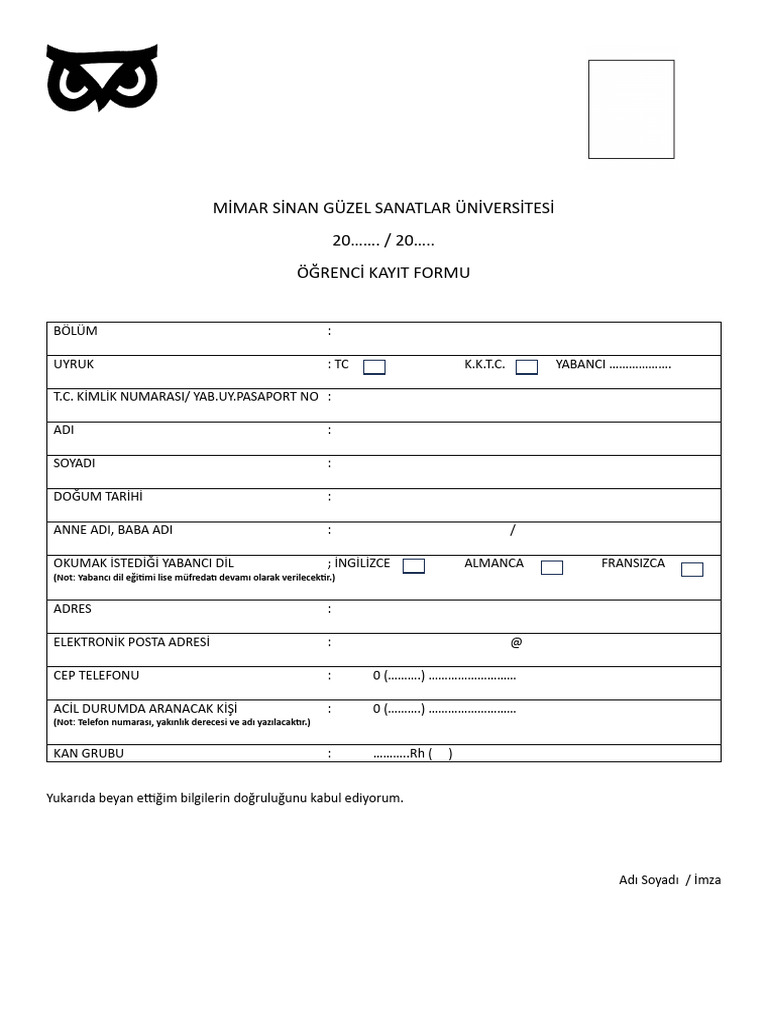 Kayit Bilgi Formu | PDF