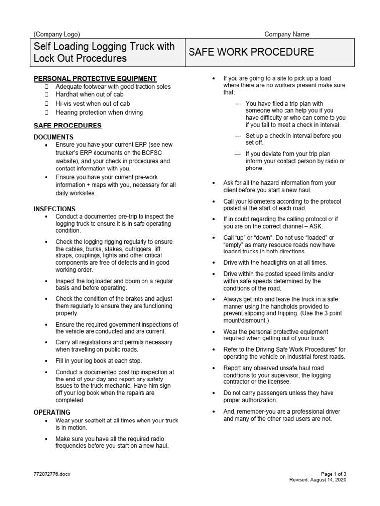 Lockout Tag Out Procedure Truck | PDF | Truck | Vehicles