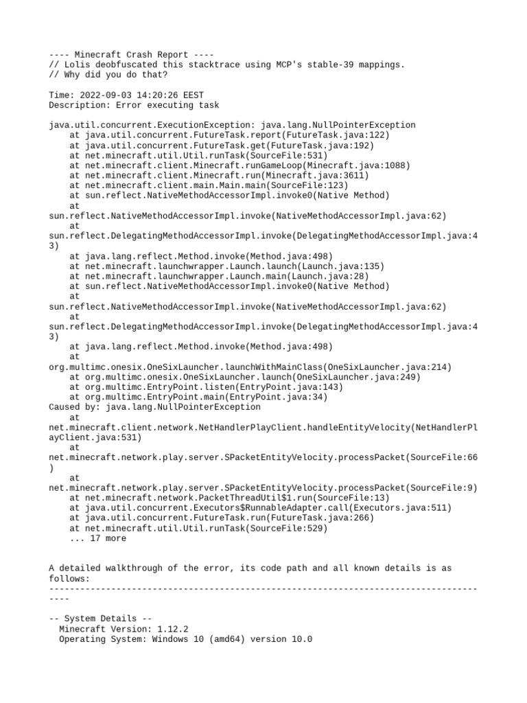 Minecraft 1.12.2 Crash Report Analysis | PDF | Computing | Virtualization