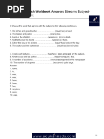Edukannada 2nd PUC English Workbook Answers Streams Subject Verb Agreement 1