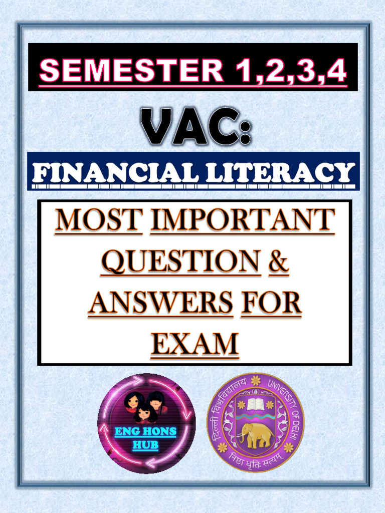 Financial Literacy Most Important Question and Answer | PDF ...