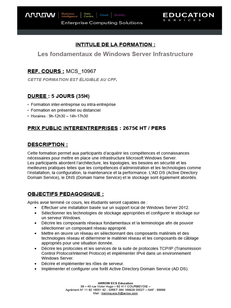 Formation Windows Server : Fondamentaux | PDF | Microsoft Windows ...