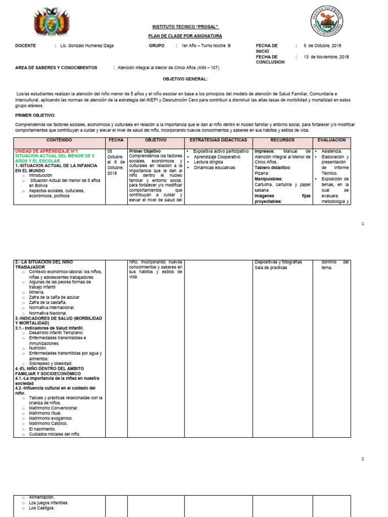 informe de atencion integral a menor de cinco años | PDF | Educación de ...