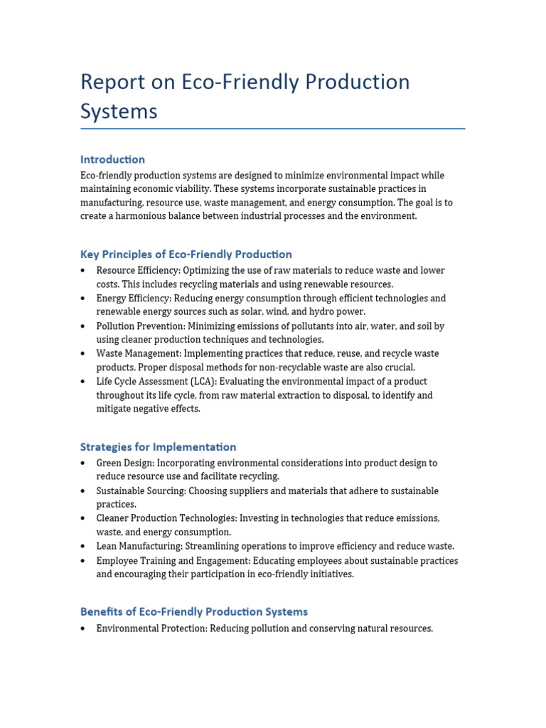 Eco-Friendly Production Systems Overview | PDF | Recycling | Efficient ...
