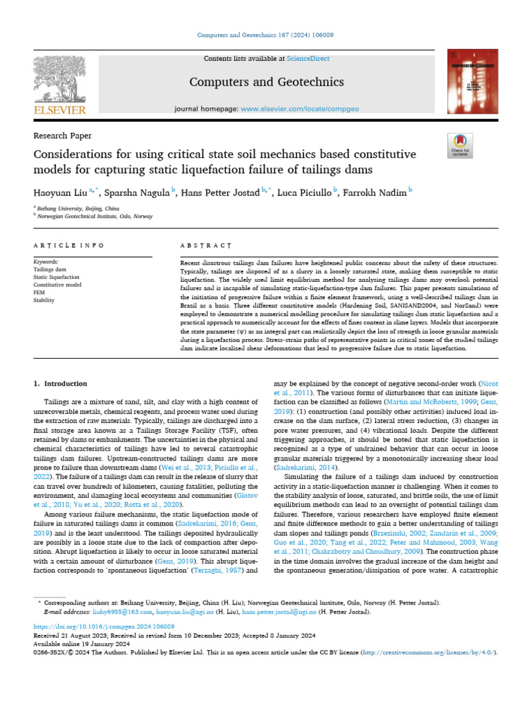 Static Liquefaction in Tailings Dams | PDF | Solid Mechanics ...