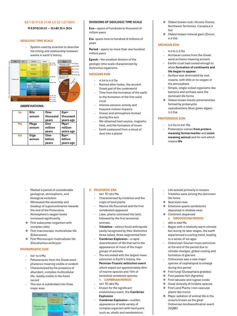 Genbio2 Geologic Time Scale Pdf Earth Sciences Geology