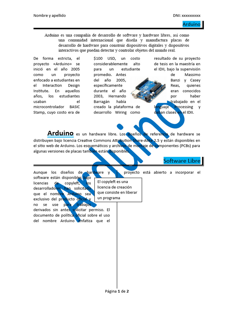 PDC 1 | PDF | Arduino | Ingeniería de software