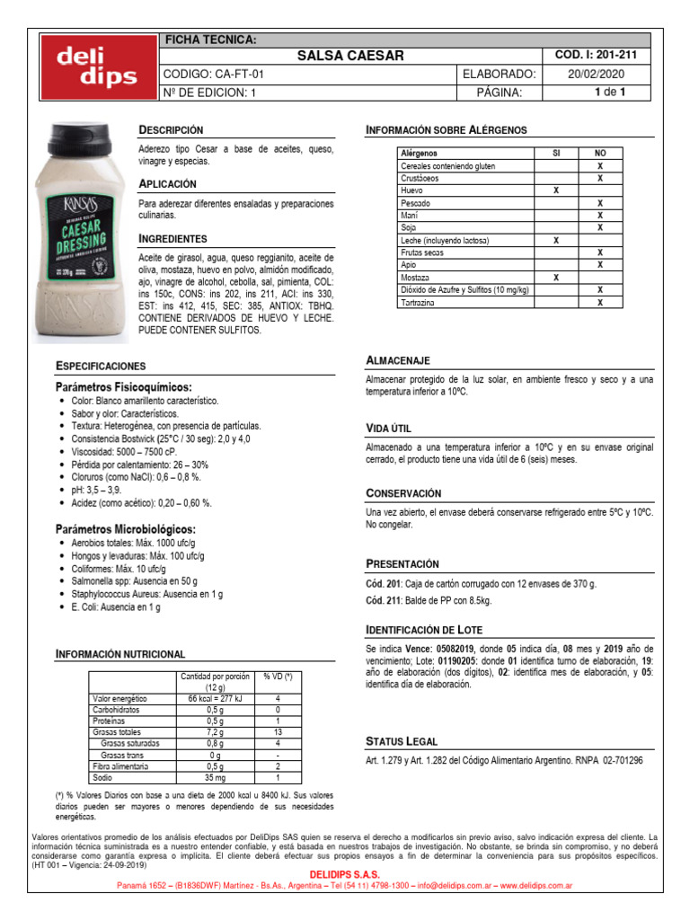 Caesar Dressing Kansas PDF Queso Ingredientes de comida