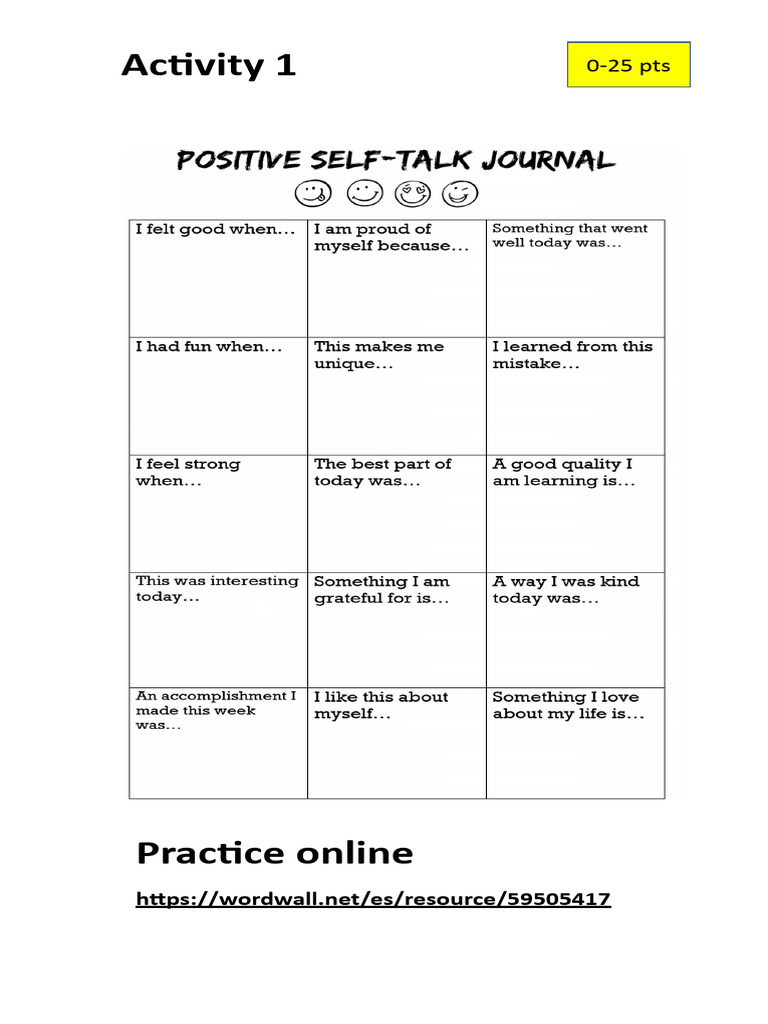 Act - 1positive Self Talk Journal | PDF | Career & Growth