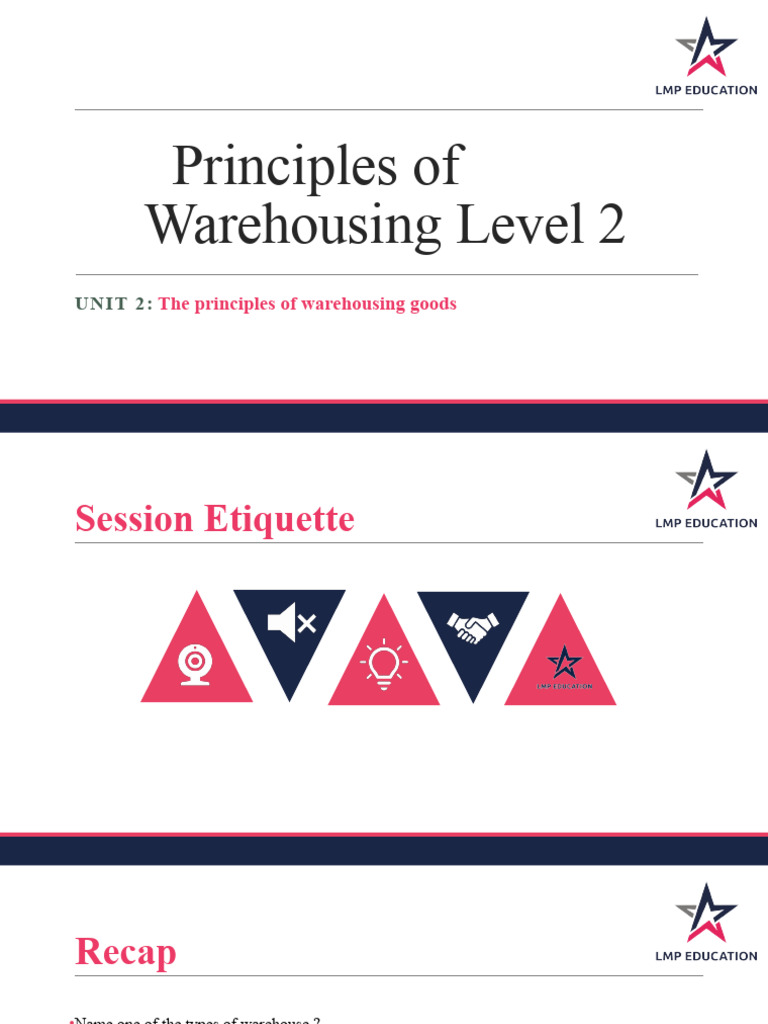 Principles of Warehousing Essentials | PDF | Warehouse | Receipt