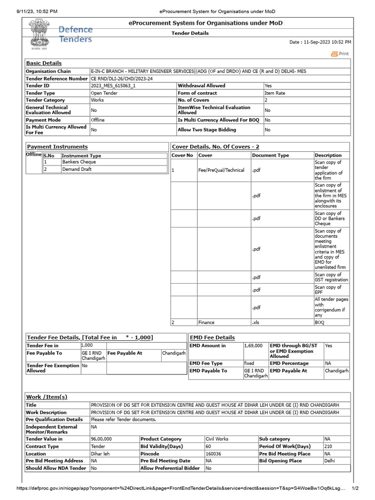 eProcurement Tender for MoD Works | PDF | Business