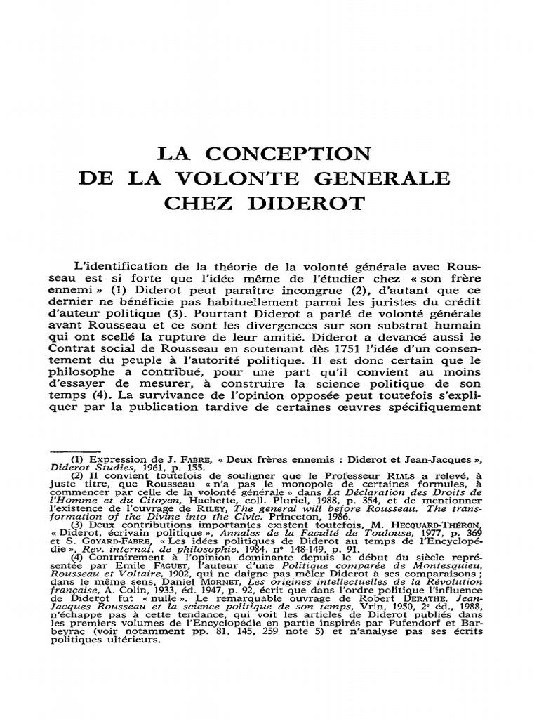 Diderot et la volonté générale | PDF | Loi naturelle | Jean-Jacques ...