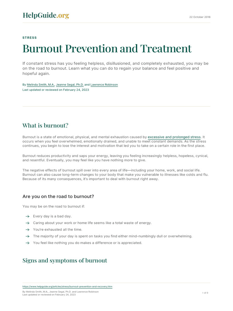 Burnout Prevention Strategies Guide | PDF | Occupational Burnout ...