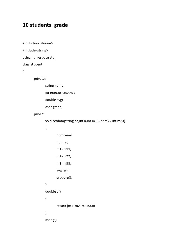 Student Grade Calculation Program | PDF | Namespace | C++