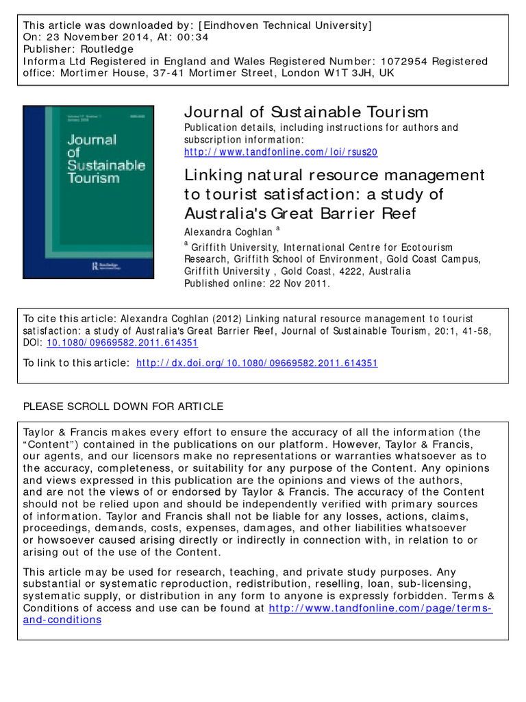 Journal of Sustainable Tourism | PDF | Conservation Biology ...