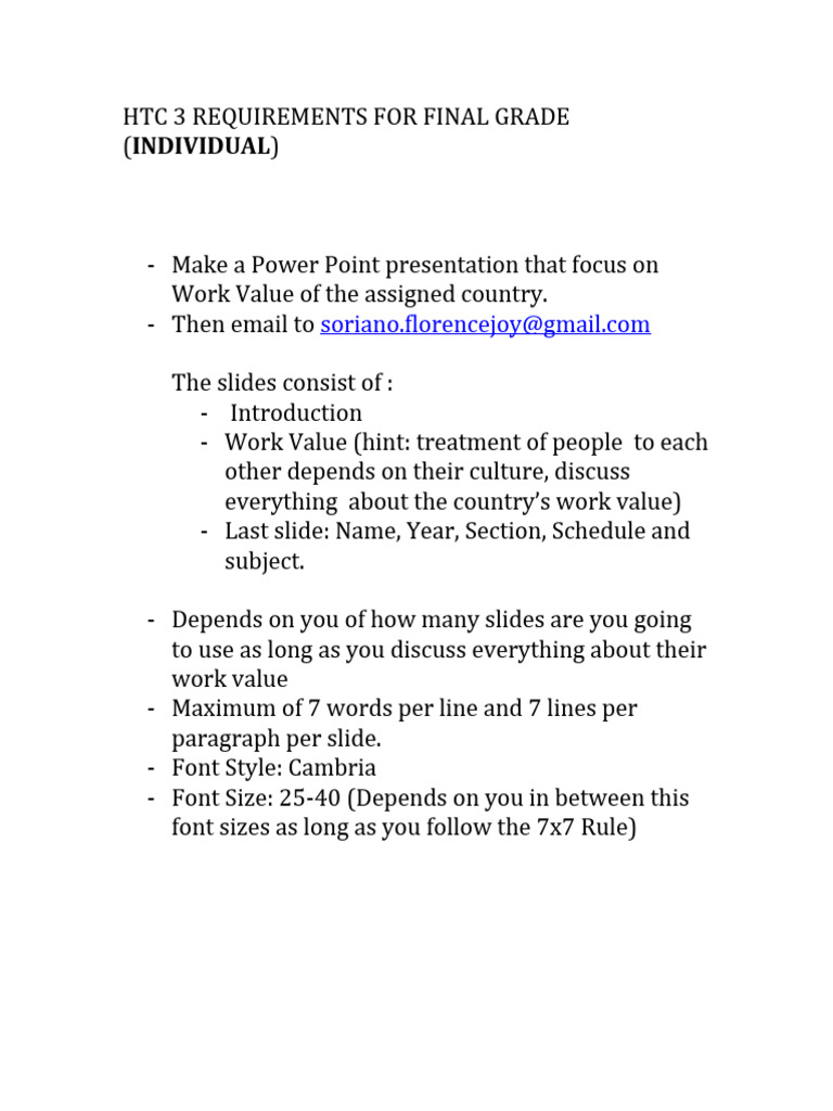 Student Work Value Presentation Guide | PDF | Text