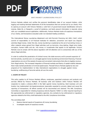 Anti Money Laundering Policy