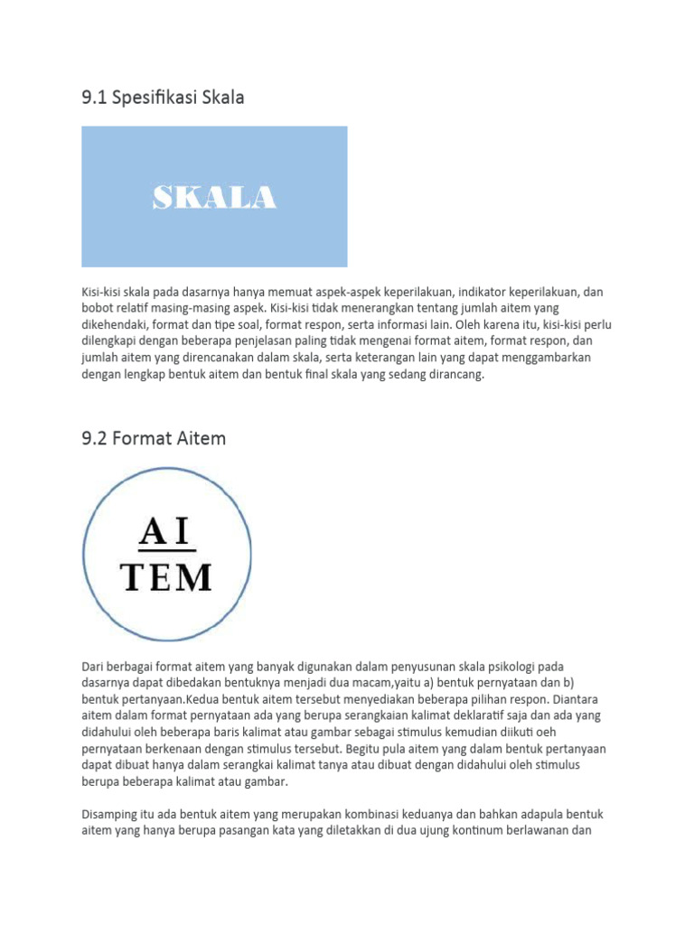 Format dan Jenis Aitem Psikologi | PDF | Karier & Perkembangan ...