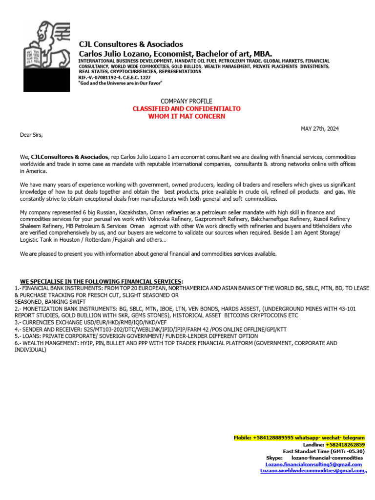 CJL Company Profile 27-05-2024 | PDF | Commodity Markets | Petroleum