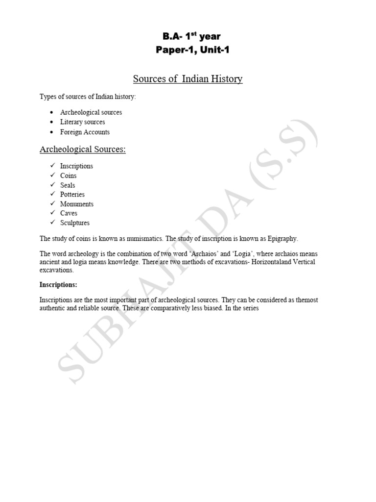 Sources of Indian History Explained | PDF | Puranas | Vedas