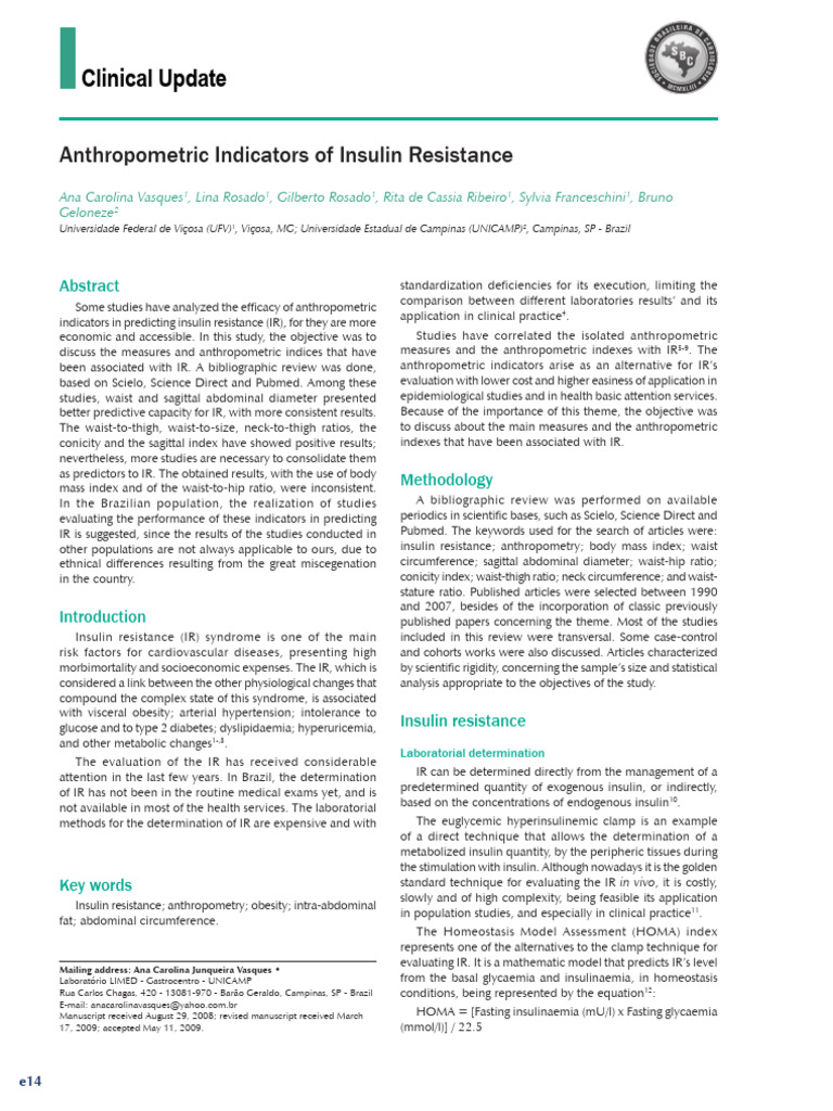 4 - 2009 Anthropometric Indicators of Insulin Resistance | PDF ...