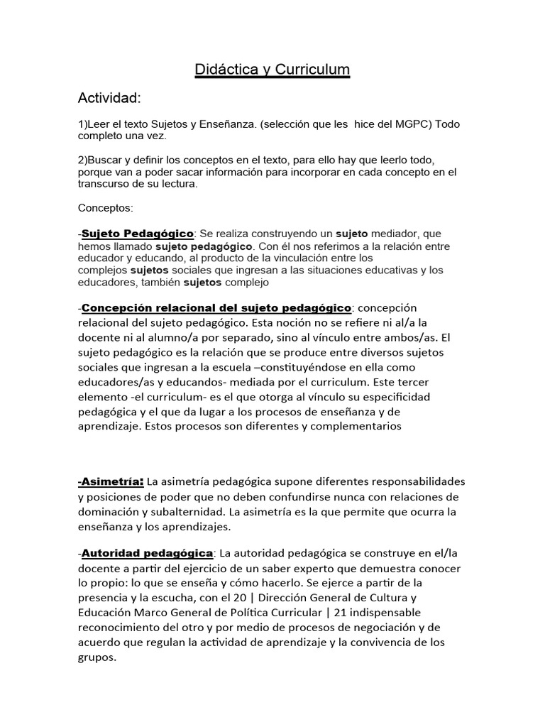 Conceptos Clave en Didáctica y Curriculum | PDF | Plan de estudios ...
