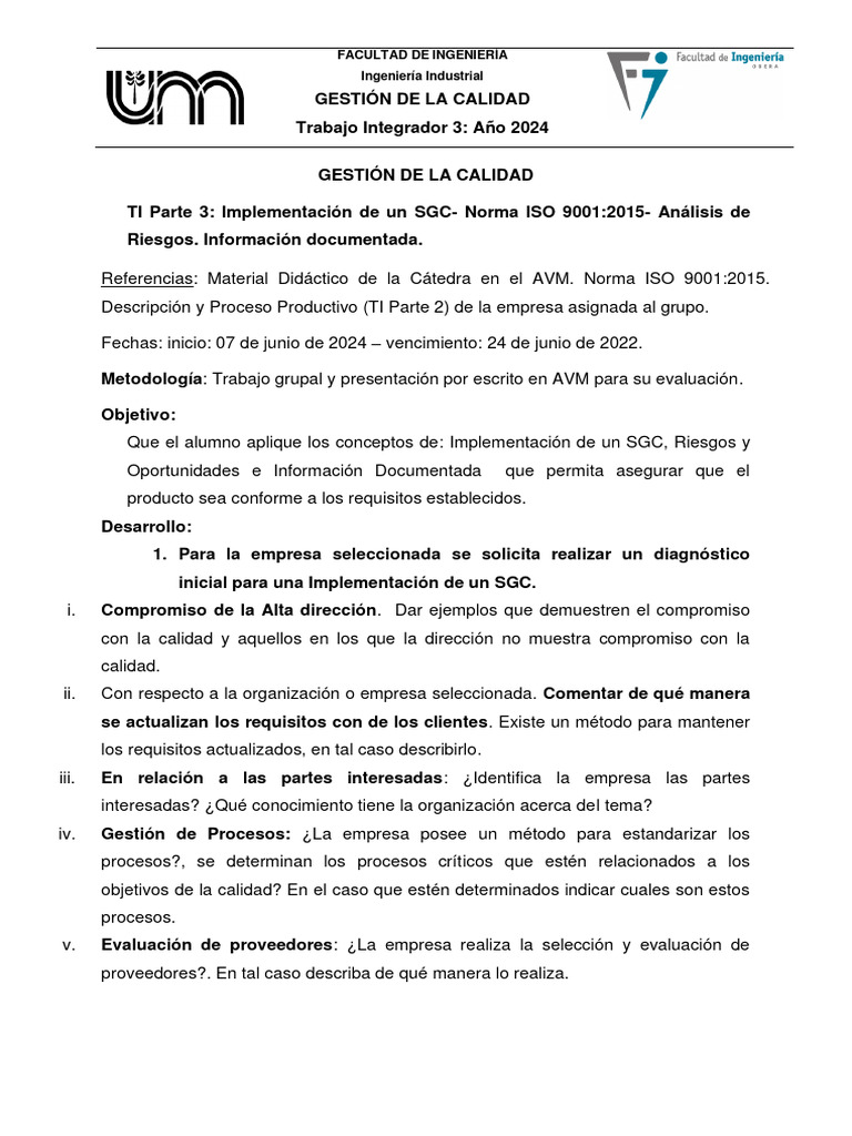 Implementación SGC ISO 9001:2015 y Riesgos | PDF | Calidad (comercial ...