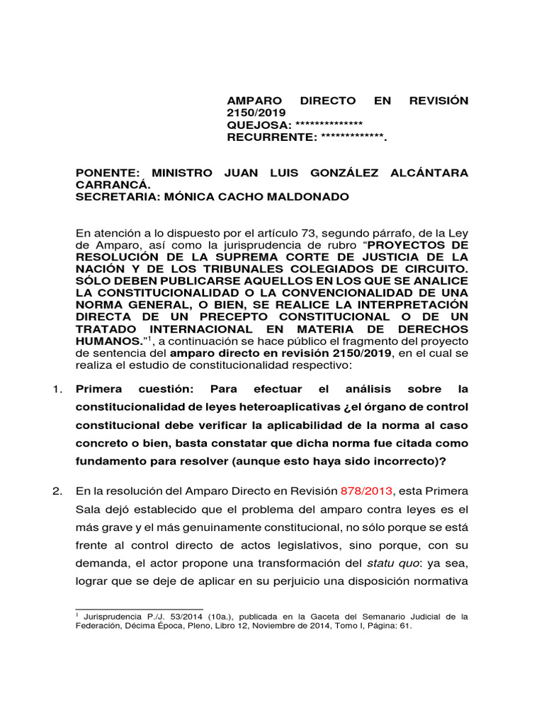 Amparo Contra Leyes | PDF | Caso de ley | Constitución