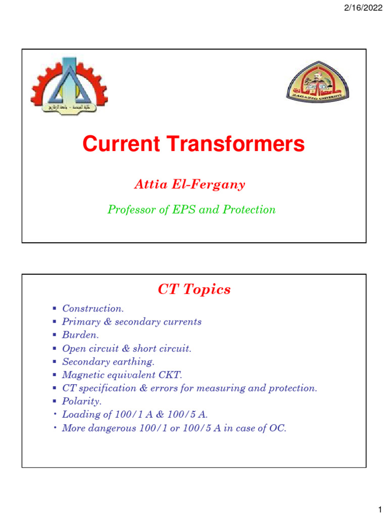 Lec 4 - Current Transformers | PDF | Transformer | Physical Quantities