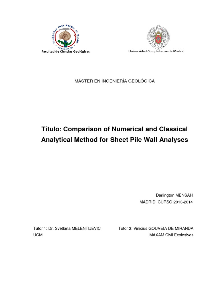 Design and Analysis of Sheet Pile Wall | PDF | Ingeniería de software ...