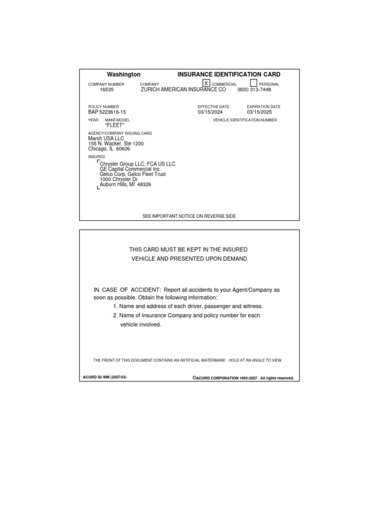 Washington state insurance identification card pdf