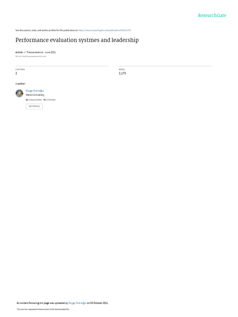 Performance Evaluation Systems and Leadership | PDF | Performance ...