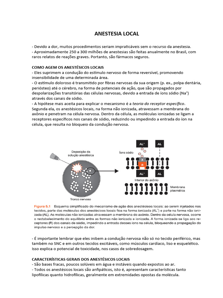 Anestesia Local: Tipos e Mecanismos | PDF | Autoajuda | Bem-estar