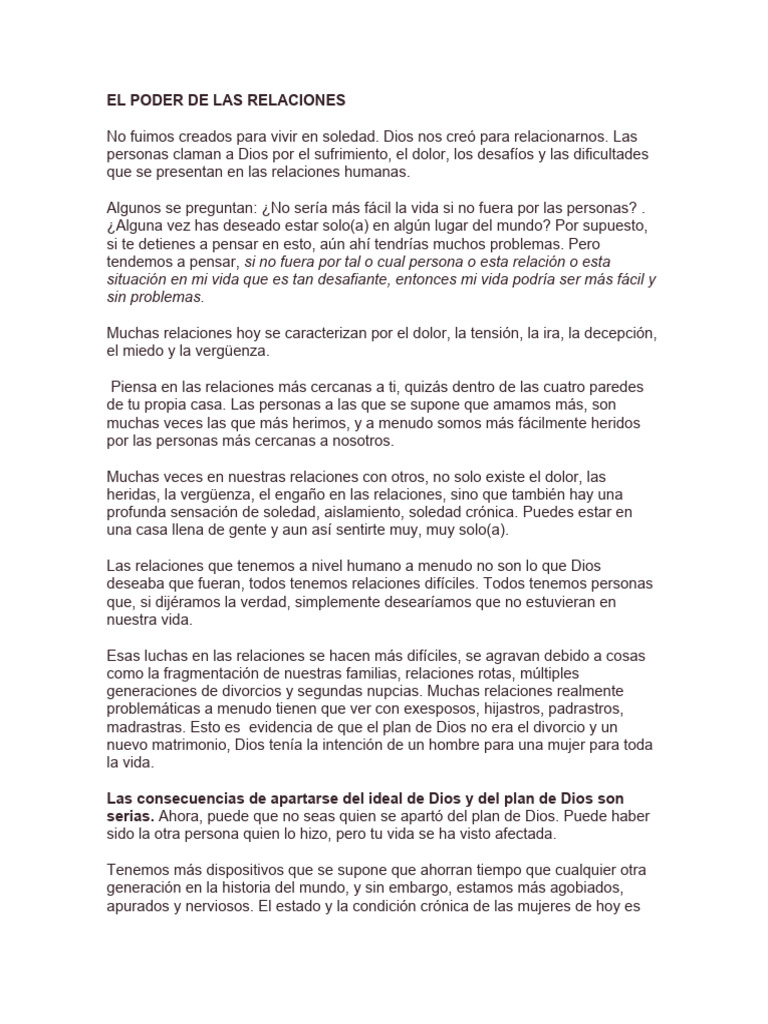 El Poder de Las Relaciones | PDF | Soledad | Sufrimiento