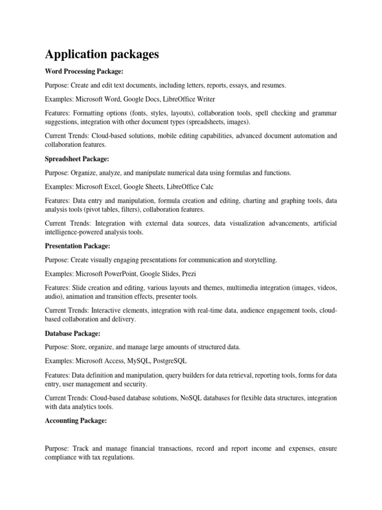 Overview of Application Software Packages | PDF | Databases | Spreadsheet