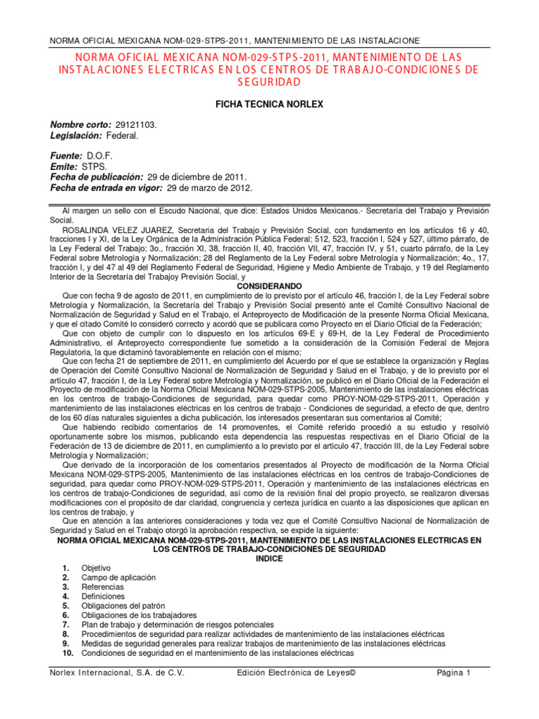 Nom 029 - 2011 | PDF | Ingenieria Eléctrica | Aislador (Electricidad)