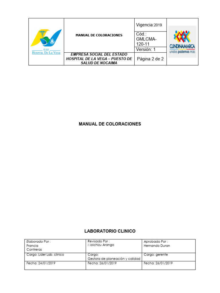 Manual de Coloraciones en Laboratorio Clínico | PDF | Laboratorios